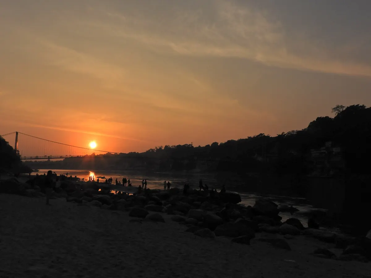 Sunset at Ram Jhula, Rishikesh (location photo, not the ashram)