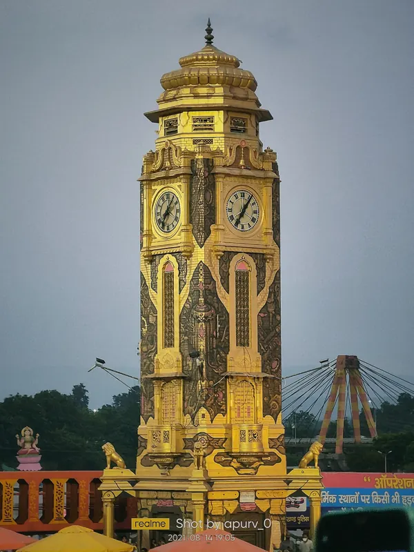 Clock Tower at Har ki Pauri, Haridwar (location photo, not the ashram)