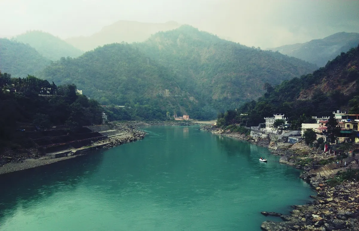 The Ganga at Rishikesh from Lakshman Jhula (location photo, not the ashram)